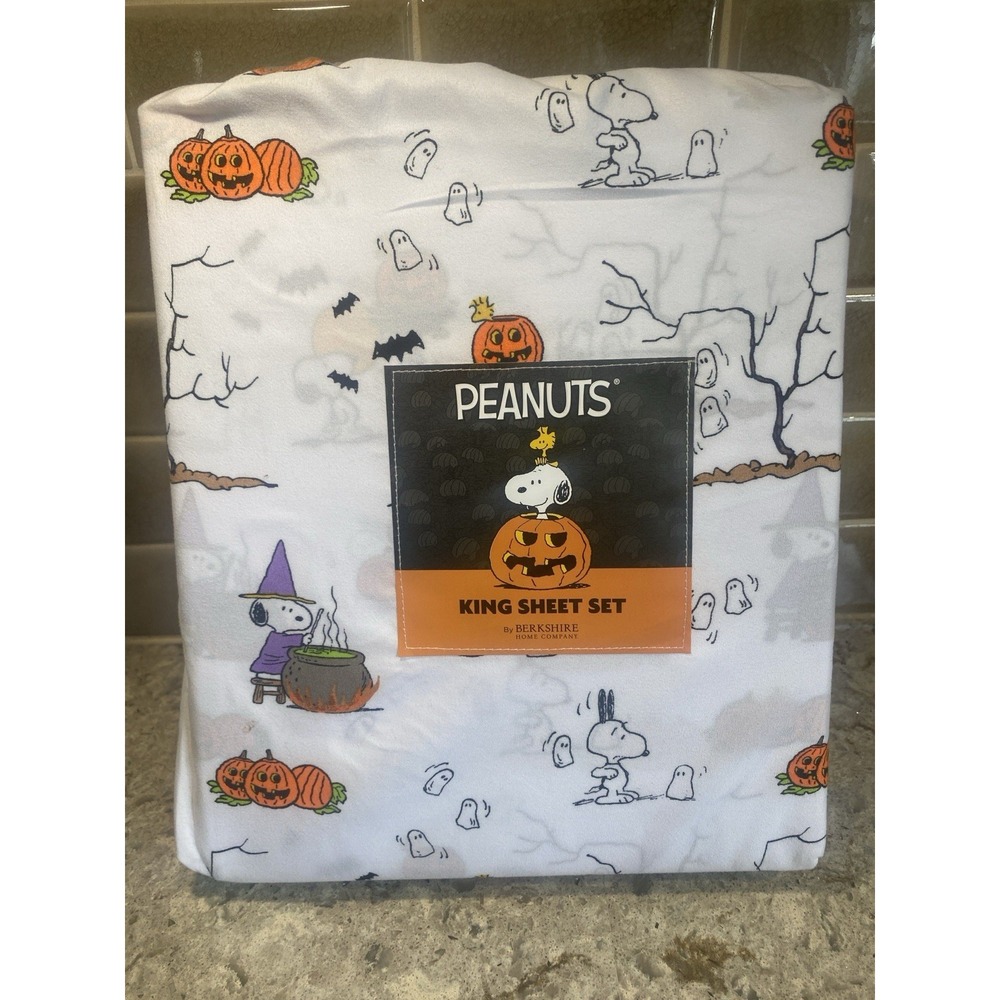 New Peanuts Snoopy Halloween King Sheet Set Witch Ghost Cauldron Ghost Cowboy